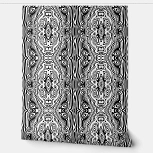 Black and White Abstract Waves Custom Color Wallpaper