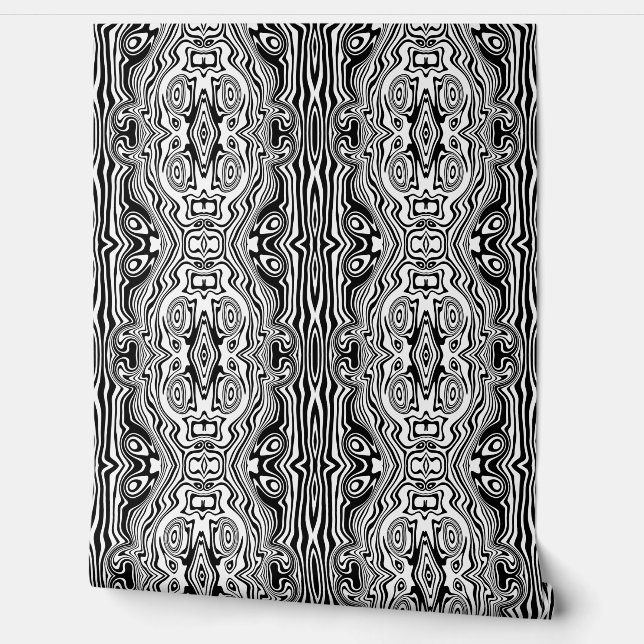 Black and White Abstract Waves Custom Colour Wallpaper (Unrolling)