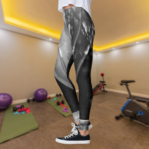 Black and White Abstract with Personalised Name Leggings