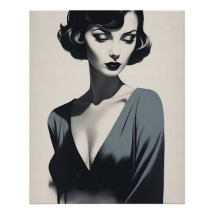 Black and White Abstract Woman Poster