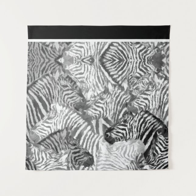Black and White Abstract Zebra Art Tapestry (Front)