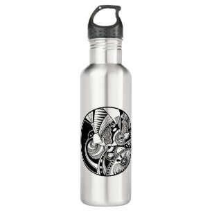 Black And White Abstract Zendala On Circle 710 Ml Water Bottle
