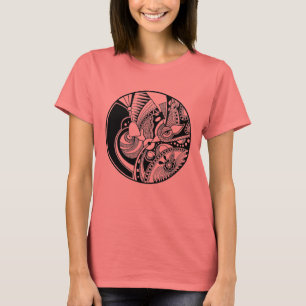 Black And White Abstract Zendala On Circle T-Shirt
