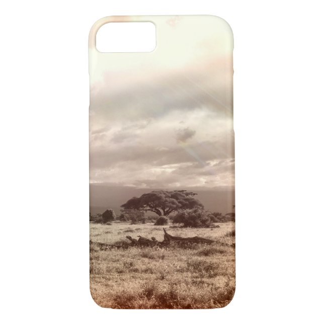 Black and White Acacia on the African Savanna Case-Mate iPhone Case (Back)