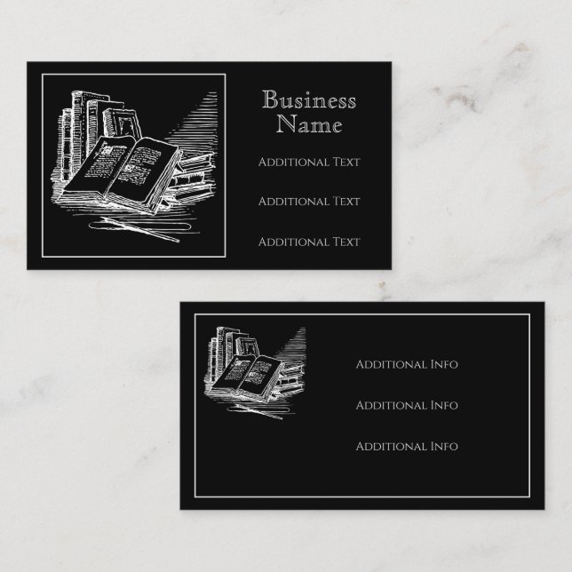 Black And White Academia  Business Card (Front/Back)