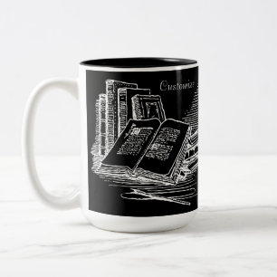 Black And White Academia Personalised  Two-Tone Coffee Mug