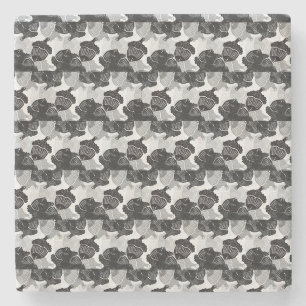 Black and White Acorns Stone Coaster