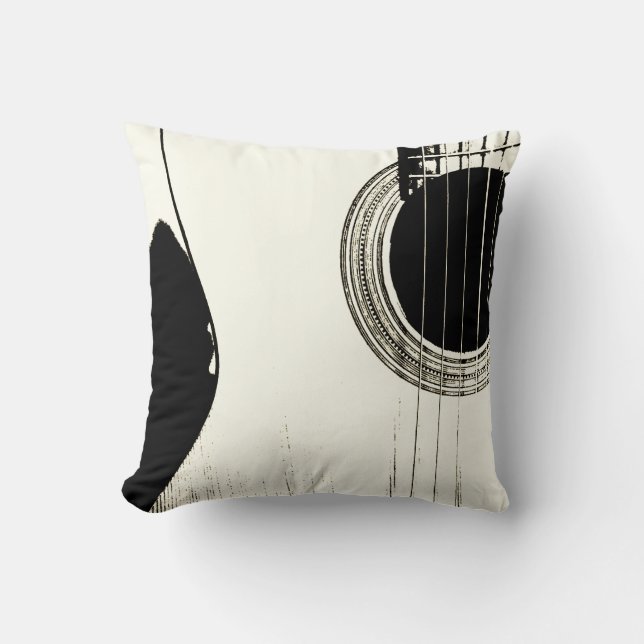 Black and White Acoustic Guitar Cushion (Front)
