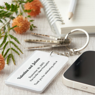 Black and White Acrylic Rectangle Wedding Keychain