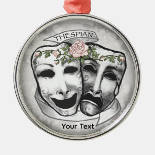 Black and White  Actor Masks Metal Ornament