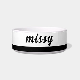 Black and white add name Ceramic Pet Bowl