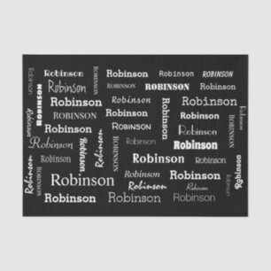 Black and White Add Name Personalised Tissue Paper