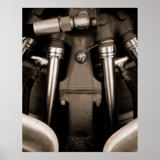 Black and white aeroplane engine poster print