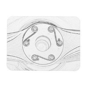 Black and White Aeroplane Sketch Propeller Magnet