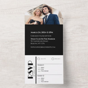 Black and White Affair-Wedding Rings- All In One I All In One Invitation
