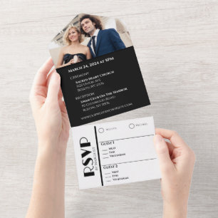 Black and White Affair-Wedding Rings- All In One I Invitation