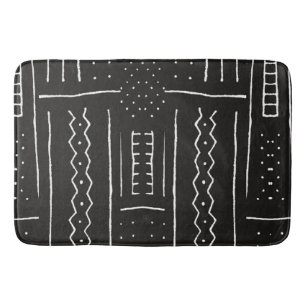 Black and White African Digital Pattern Print Bath Mat