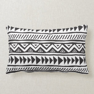 Black And White African Ethnic Pattern Lumbar Cushion