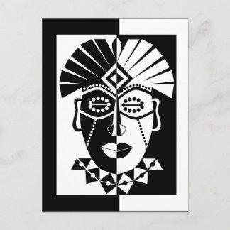 Black and white African mask Postcard