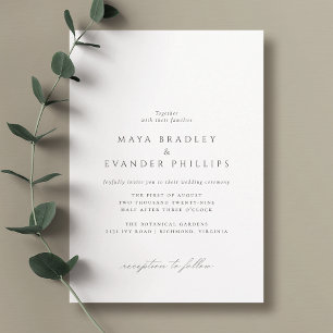 Black and White   Airy Minimalist Classic Wedding Invitation