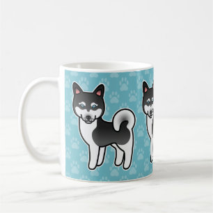Black And White Alaskan Klee Kai Dog Illustration Coffee Mug