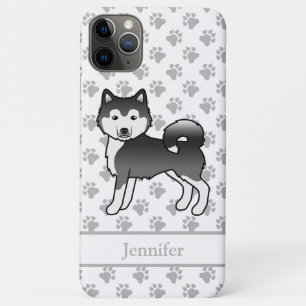 Black And White Alaskan Malamute Cute Dog & Name iPhone 11 Pro Max Case