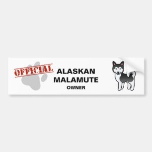 Black And White Alaskan Malamute Dog Illustration Bumper Sticker