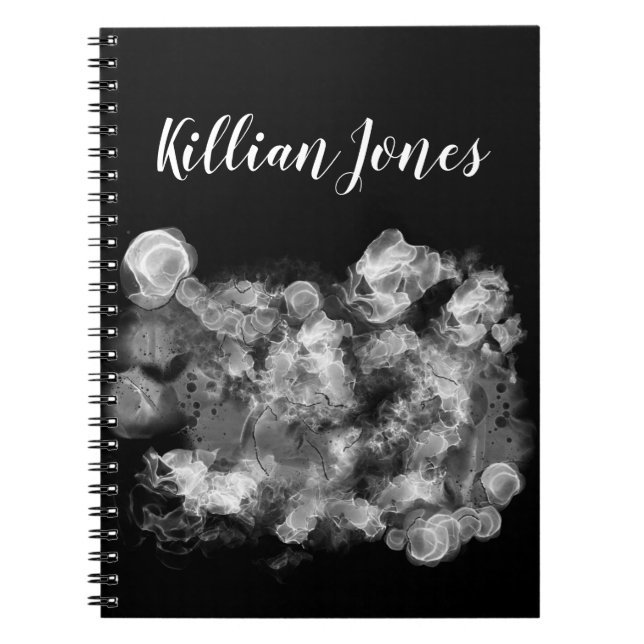Black and White Alcohol Ink Retro  Notebook (Front)