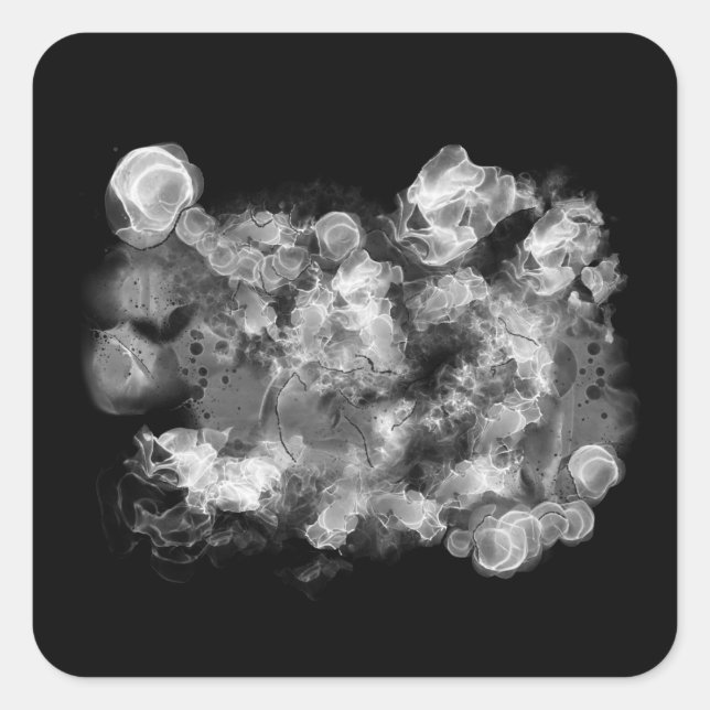 Black and White Alcohol Ink Retro  Square Sticker (Front)