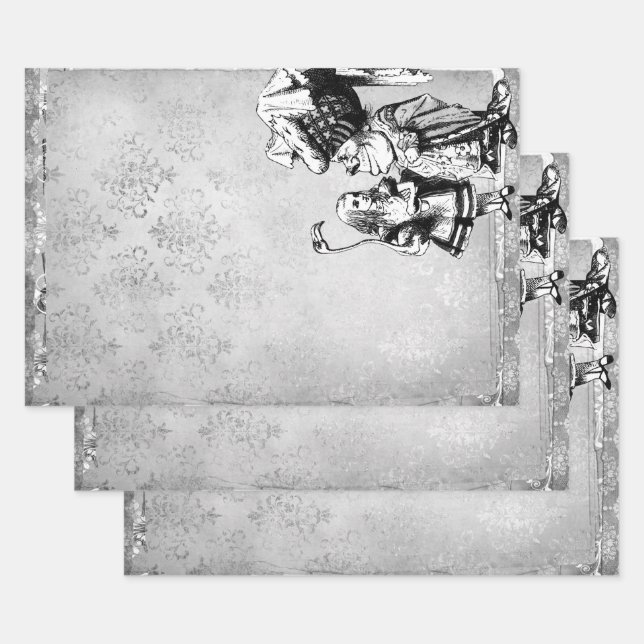 Black and White Alice in Wonderland with Duchess Wrapping Paper Sheet (Set)