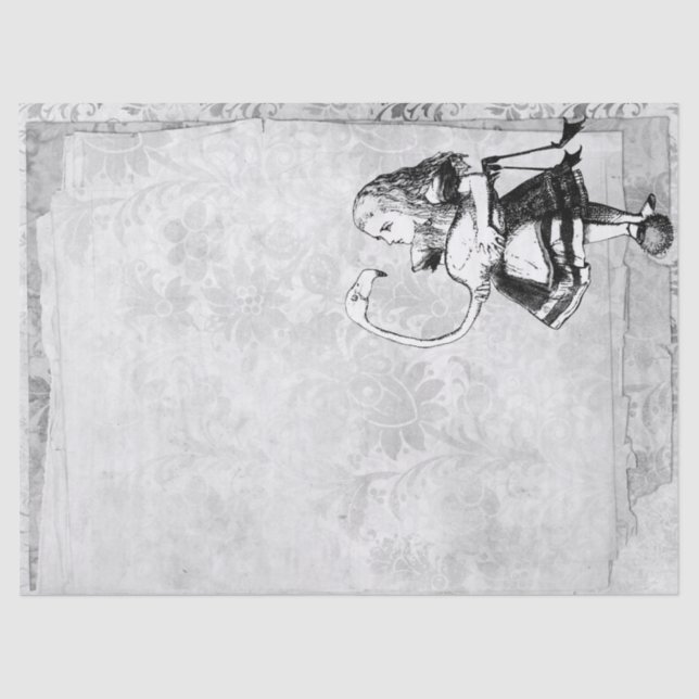 Black and White Alice in Wonderland with Flamingo Tissue Paper (Front)