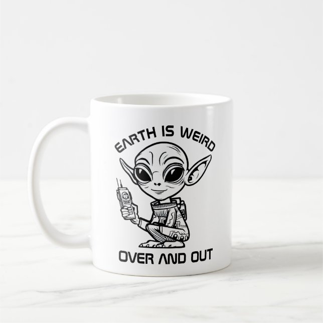 Black and White Alien Coffee Mug (Left)