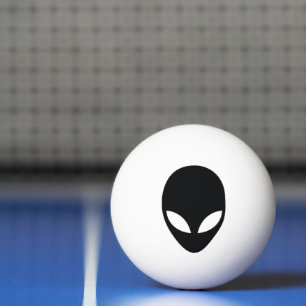 Black and White Alien Head Ping Pong Ball