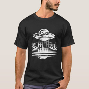 Black and White Alien in UFO Ai art T-Shirt