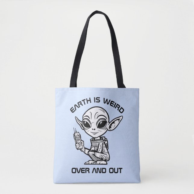 Black and White Alien Tote Bag (Front)