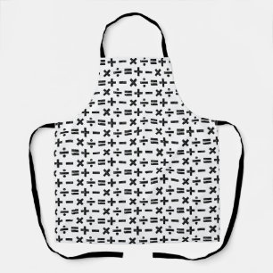 Black and White All Math Symbols Lino Cut Apron