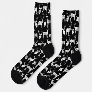 Black and White All Over Deer Socks