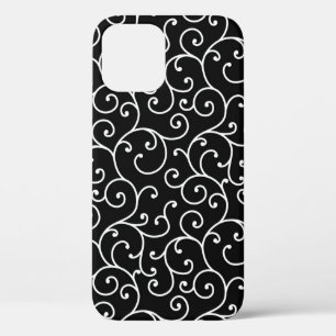 Black and White allover seamless scroll designpatt iPhone 12 Case