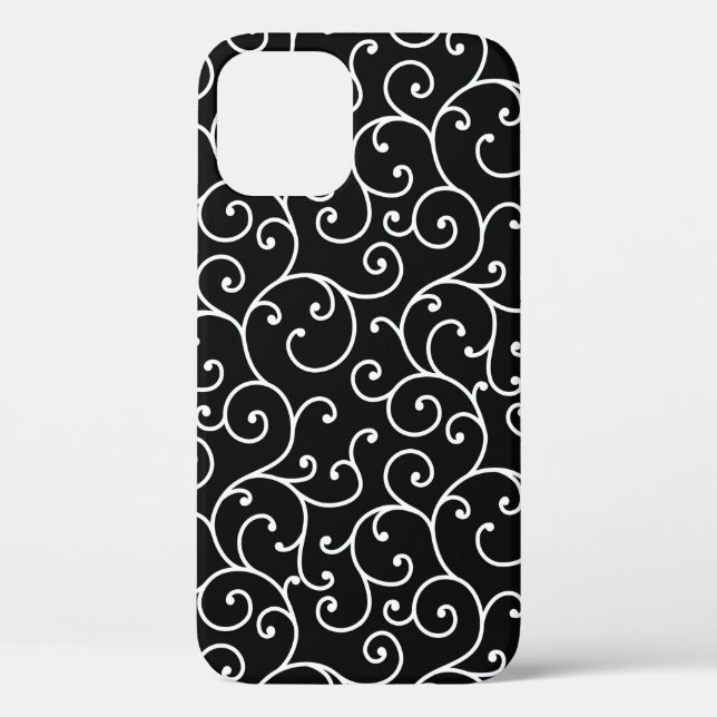Black and White allover seamless scroll designpatt Case-Mate iPhone Case (Back)