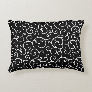 Black and White allover seamless scroll designpatt Decorative Cushion