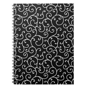 Black and White allover seamless scroll designpatt Notebook