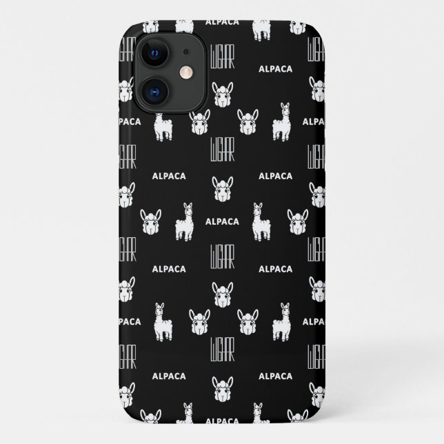 Black and White Alpaca iPhone 11 Cases by Wighar (Back)