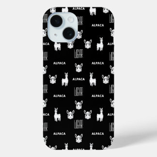 Black and White Alpaca iPhone 15 Cases by Wighar