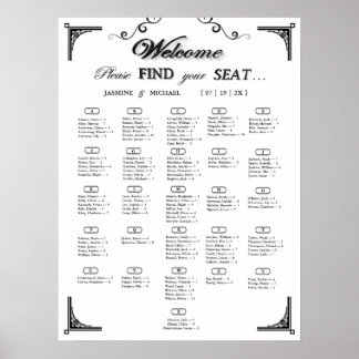 Black and White Alphabetical Wedding Seating Chart