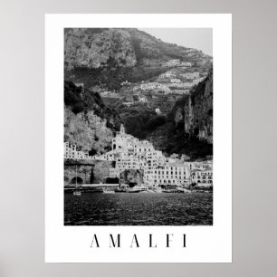 Black and white Amalfi classical poster