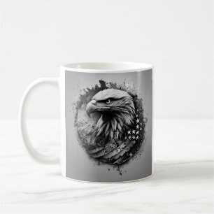Black and white American flag bald eagle Coffee Mug