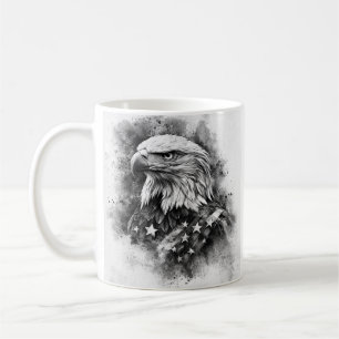 Black and white American flag bald eagle Coffee Mug