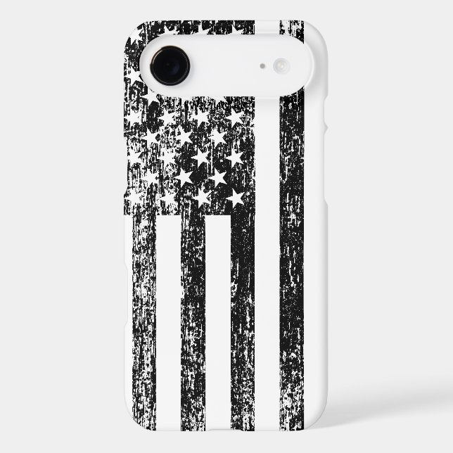 Black and White American Flag iPhone Case (Back)
