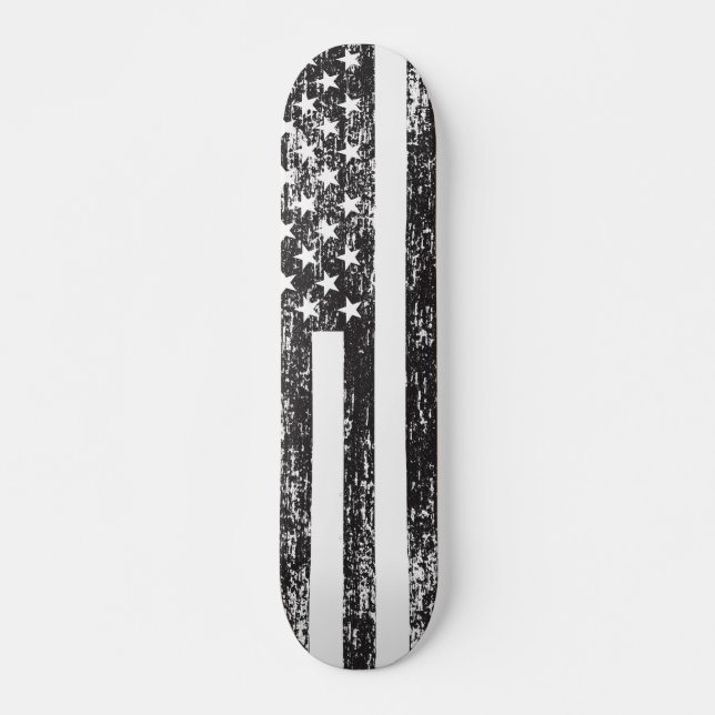 Black and White American Flag Skateboard (Front)