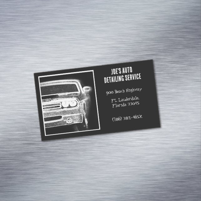 Black and White American Muscle Car Automotive  Magnetic Business Card (In Situ)